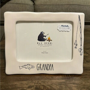 NWT Rae Dunn Magenta Ceramic 5x7 Picture Frame GRANDPA/Fishing